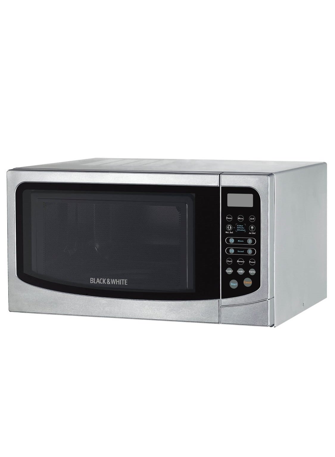 Black & White Microwave 43L, Digital Screen, Grill, MW-430 DG